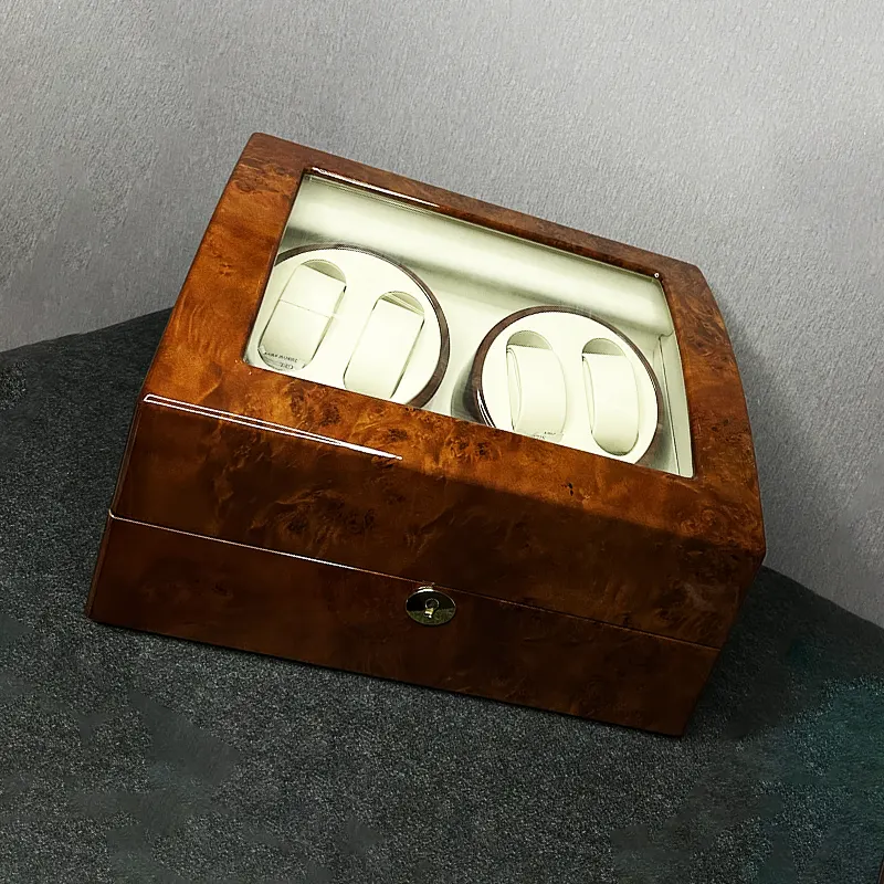 4 Slots Brown Watch Winder for Automatic Watches And 6 Slot Organizer